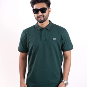 Lacoste Premium Polo Shirt – (Striped Collar & Sleeve) - 02