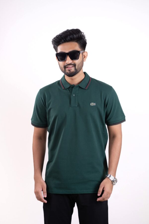 Lacoste Premium Polo Shirt – (Striped Collar & Sleeve) - 04 - Image 2