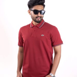 Lacoste Premium Polo Shirt – (Striped Collar & Sleeve) - 03