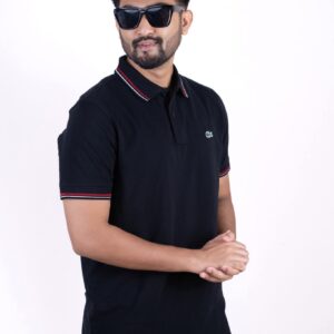 Lacoste Premium Polo Shirt – (Striped Collar & Sleeve) - 01