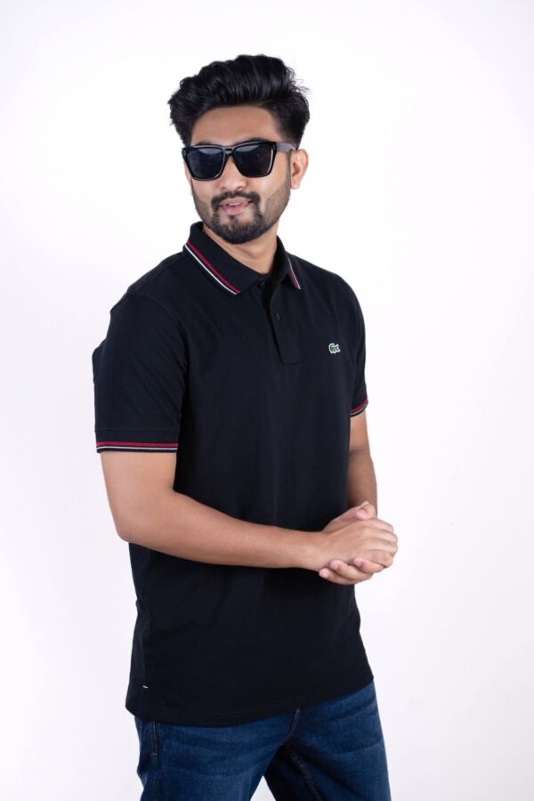 Lacoste Premium Polo Shirt – (Striped Collar & Sleeve) - 04 - Image 4